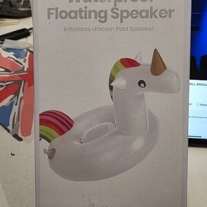 Inflatable Unicorn Pool Speaker with Rainbow Accents